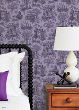 Disney Haunted Mansion Toile Purple by RoomMates Peel and Stick Wallpaper Inspired by the Iconic Haunted Mansion Attraction - RMWS1391