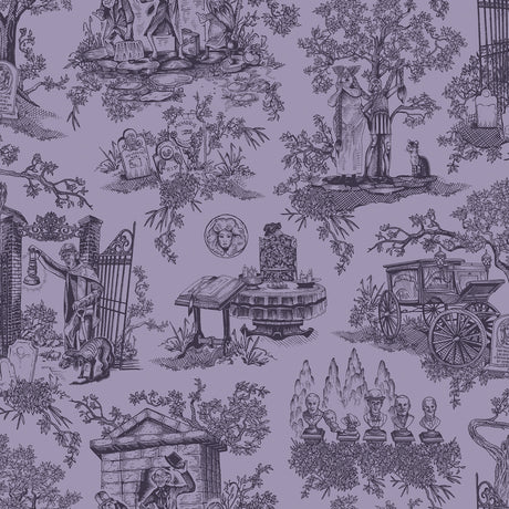 Disney Haunted Mansion Toile Purple Peel and Stick Wallpaper by RoomMates - RMWS1391