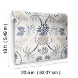 Disney Stitch Pineapple Damask Taupe and Blue by RoomMates Lilo and Stitch Tropical Island Peel and Stick Wallpaper - RMWS1392