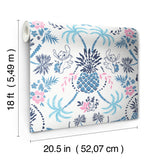 Disney Stitch Pineapple Damask Blue and Pink by RoomMates Lilo and Stitch Tropical Island Peel and Stick Wallpaper - RMWS1394
