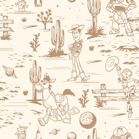 Disney Toy Story Toile Brown Peel and Stick Wallpaper by RoomMates - RMWS1395