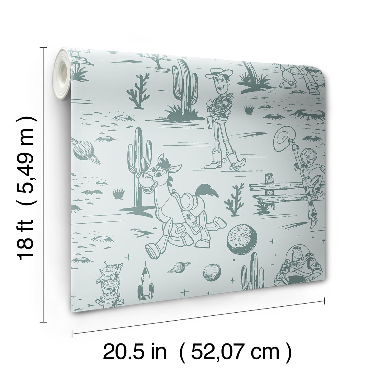 Disney Toy Story Toile Teal by RoomMates Western Desert Kids Character Peel and Stick Wallpaper - RMWS1396