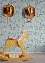 Disney Toy Story Toile Teal by RoomMates Western Desert Kids Character Peel and Stick Wallpaper - RMWS1396