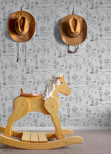 Disney Toy Story Toile Grey by RoomMates Kids Peel and Stick Removable Wallpaper Featuring Woody Buzz Lightyear and Friends - RMWS1397