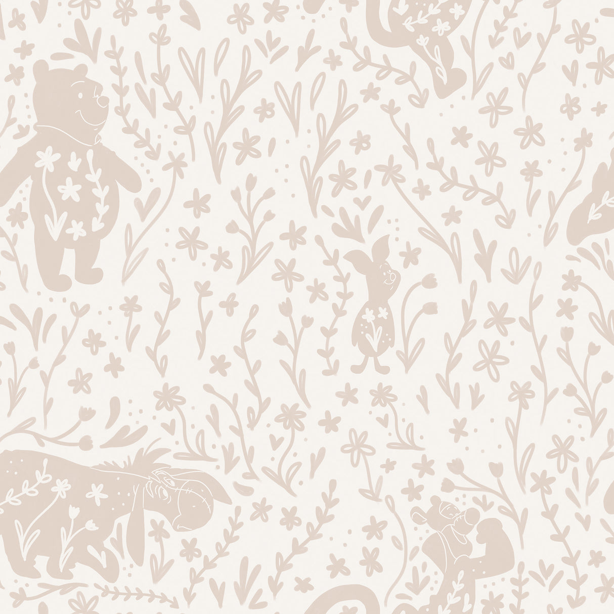 Disney Winnie the Pooh Block Print Tan Peel and Stick Wallpaper by RoomMates - RMWS1399