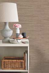 Lustrous Grasscloth Yellow Wallpaper with Faux Grasscloth Texture - York RN1062LW