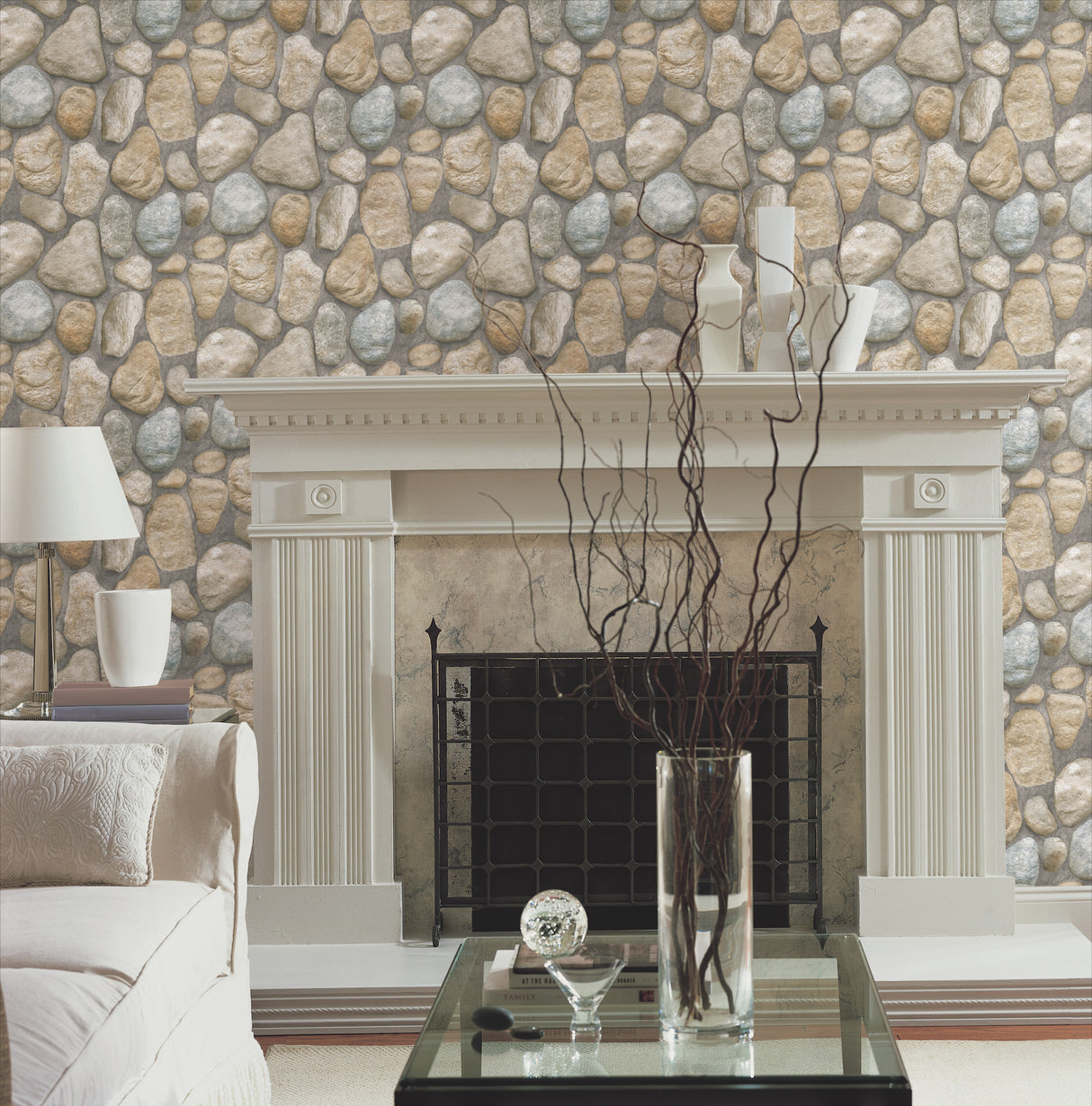 River Rock Slate Grey & Desert Brown by York Wallcoverings Wallpaper – York Wallcoverings RN1064