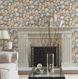 River Rock Slate Grey & Desert Brown by York Wallcoverings Wallpaper – York Wallcoverings RN1064