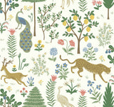 Menagerie White & Brown Wallpaper with Enchanted Forest Animals Non Woven - York RP7305