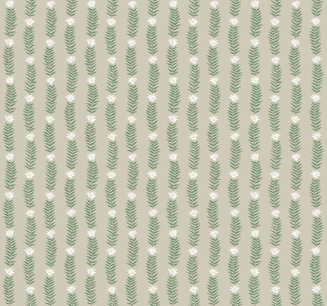 Eeden Beige & Green Botanical Stripe Non Woven Wallpaper - RP7339