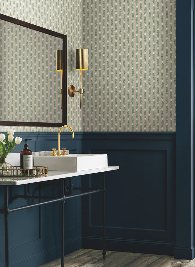 Eeden Beige & Green Botanical Stripe Non Woven Wallpaper - RP7339
