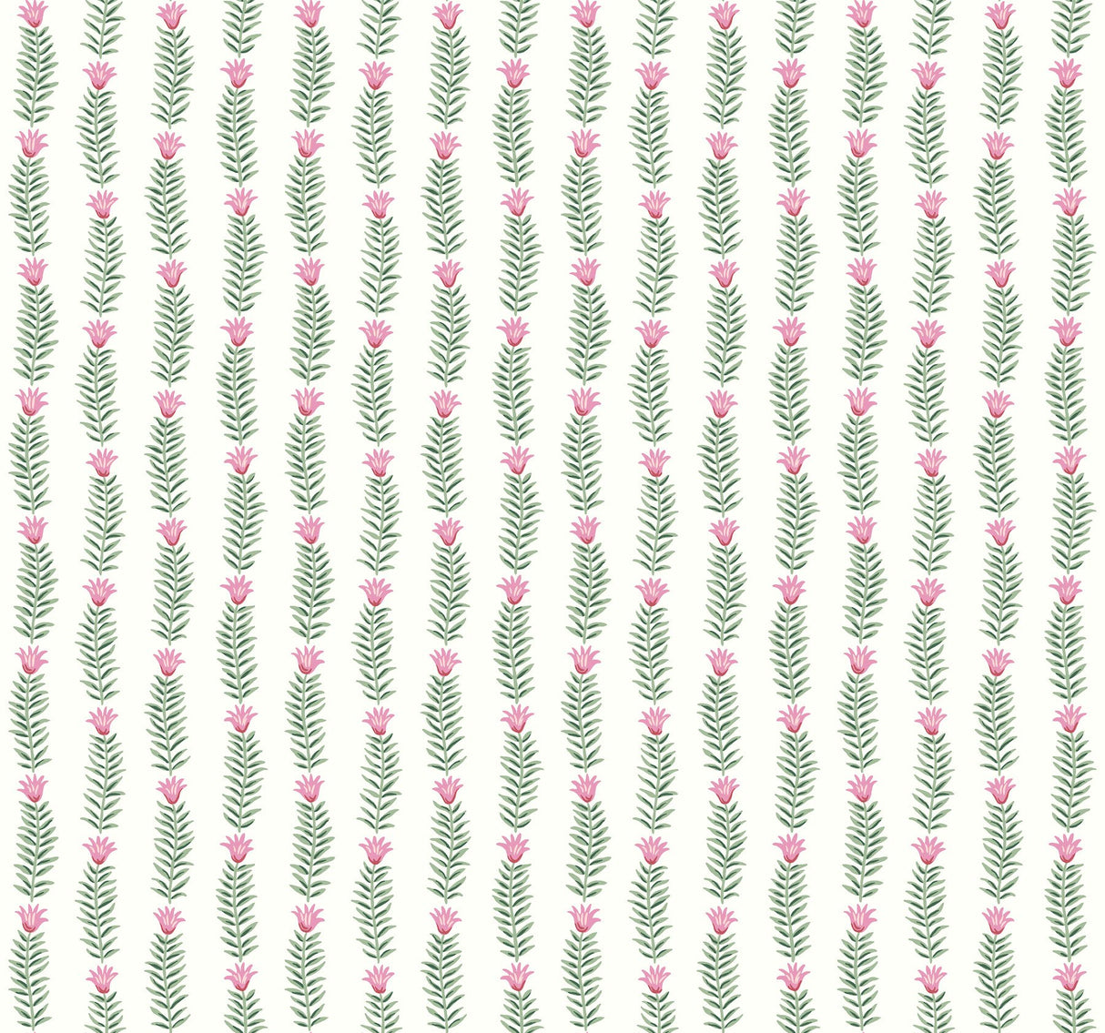 Eeden White & Green Botanical Stripe Non Woven Wallpaper - York RP7340