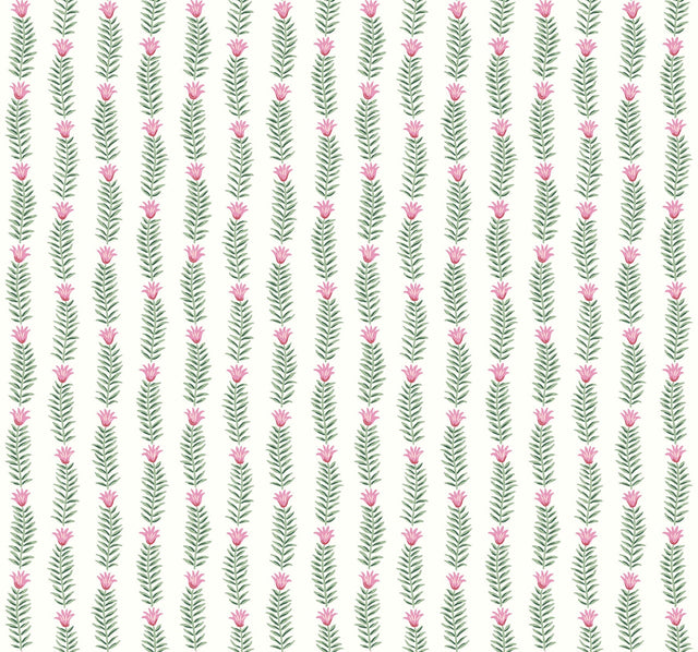 Eeden White & Green Botanical Stripe Non Woven Wallpaper - York RP7340