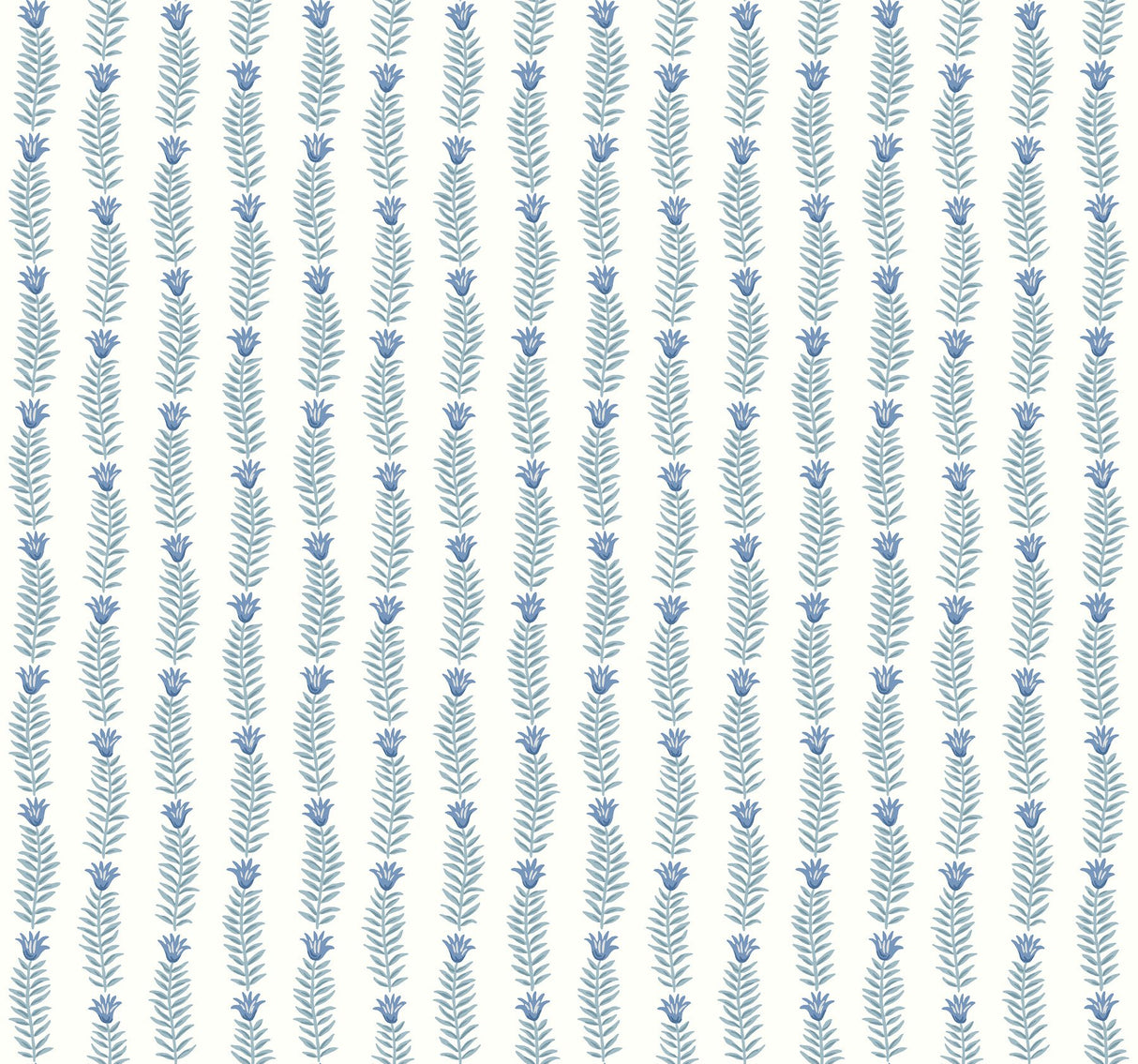 Eden White & Blue Botanical Stripe Non Woven Wallpaper - York RP7341