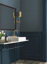 Eden Blue & Green Botanical Stripe Wallpaper - York RP7342