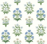Mughal Rose White & Purple Wallpaper with Block-Print Floral Motif - York RP7347