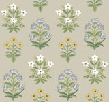 Mughal Rose Beige & Purple Wallpaper with Block-Print Floral Motif - York RP7350