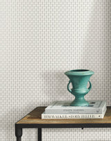 Petal White Wallpaper with Small Print Metallic Silver Fleur-de-lis - York RP7361