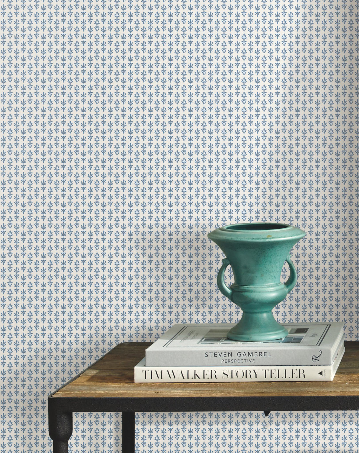 Petal White & Blue Wallpaper with Small Floral Motif  Rifle Paper Co. Second Edition - York RP7365