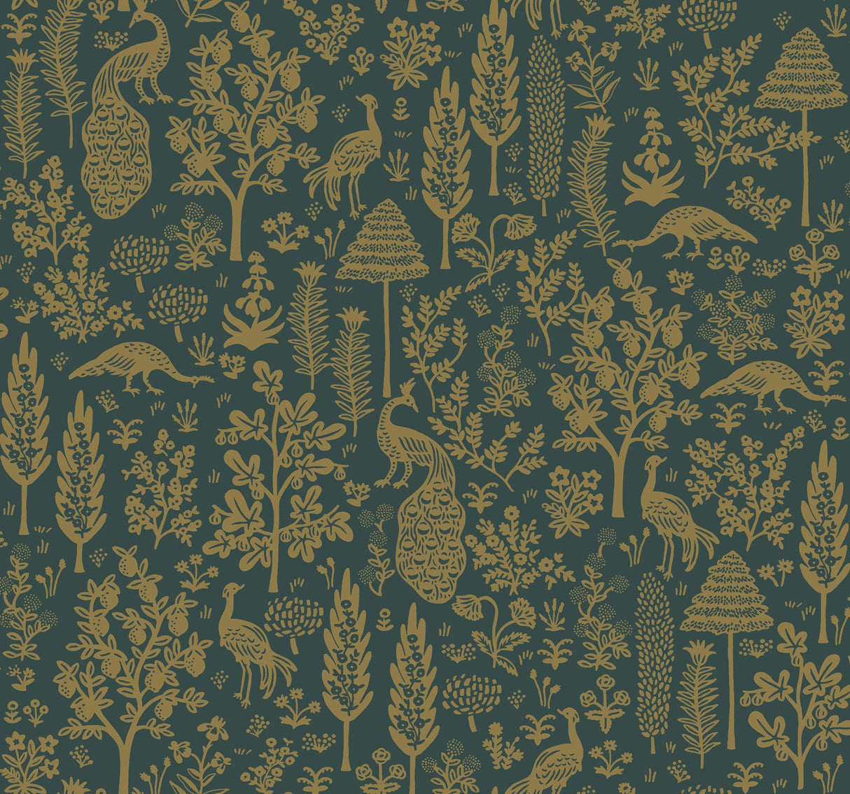 Menagerie Toile Brown Wallpaper with Botanical Menagerie Print - York RP7373