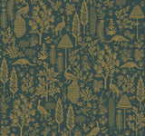 Menagerie Toile Brown Wallpaper with Botanical Menagerie Print - York RP7373