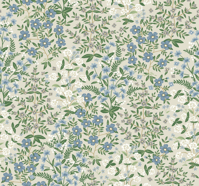 Wildwood Garden Beige & Green Wallpaper with Floral Botanical Pattern - York RP7375