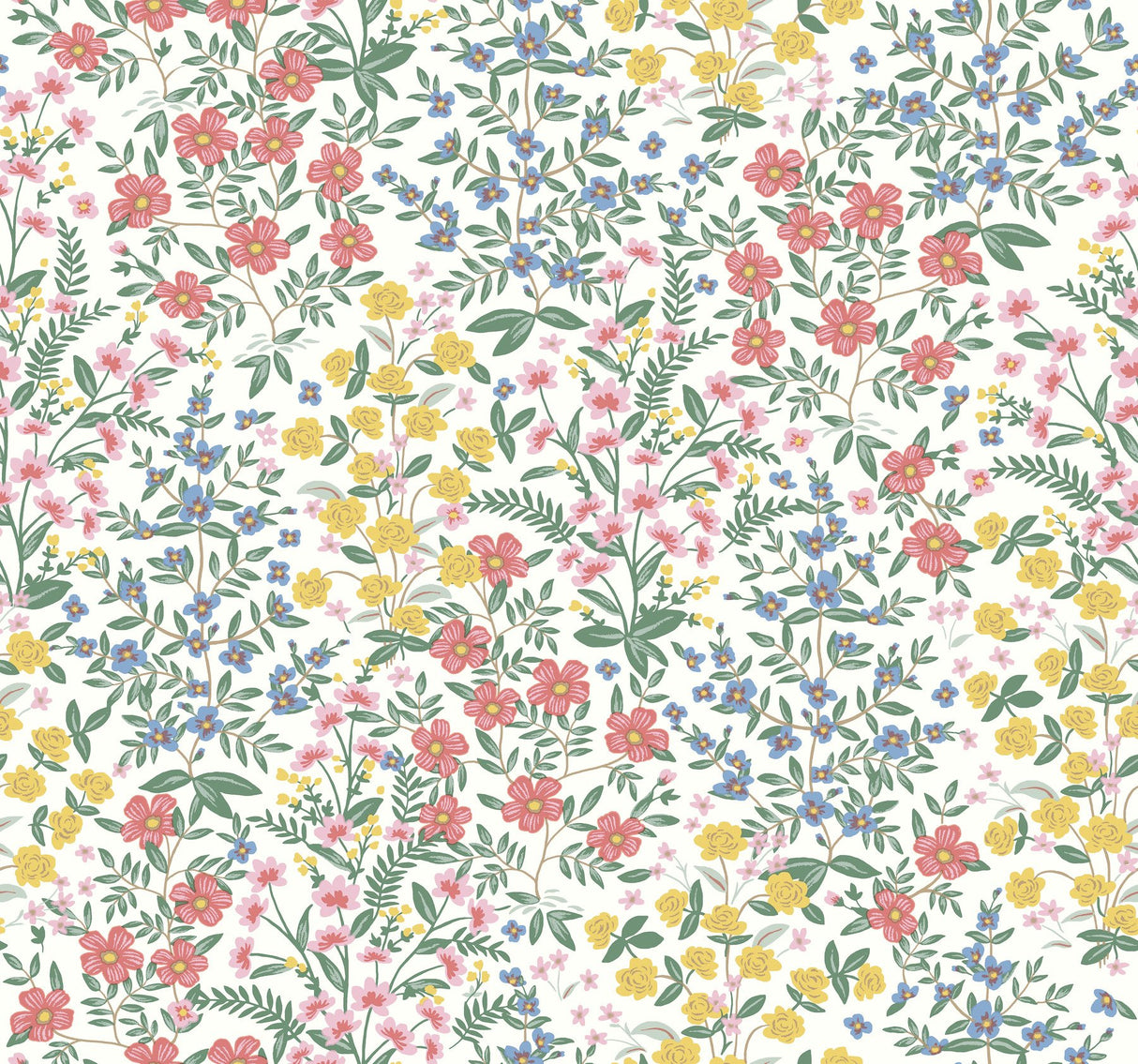 Wildwood Garden White & Pink Floral Non Woven Wallpaper - York RP7377