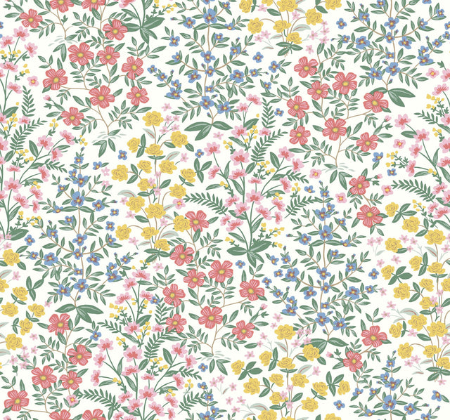 Wildwood Garden White & Pink Floral Non Woven Wallpaper - York RP7377