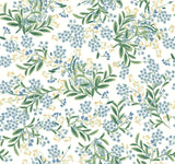 Cornflower White & Green Wallpaper with Botanical Floral Pattern - York RP7382