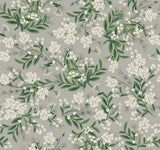 Cornflower Grey & Green Wallpaper with Botanical Floral Motif - York RP7383
