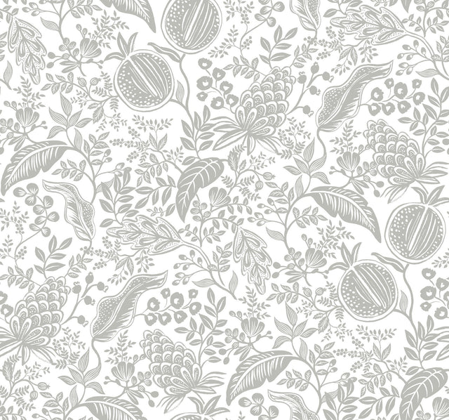 Pomegranate White & Black Wallpaper with Botanical Pomegranate Print - York RP7387