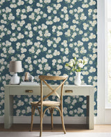 Hydrangea Blue Wallpaper with Floral Hydrangea Pattern  Rifle Paper Co. Second Edition - York RP7395