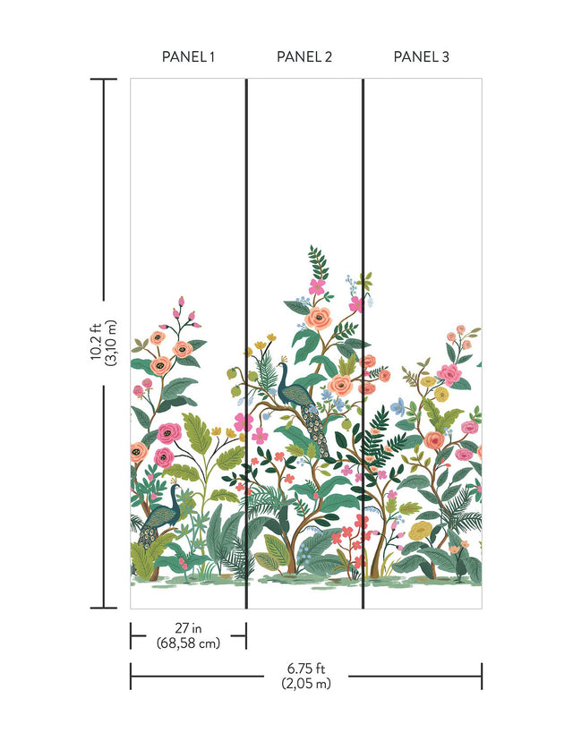 Peacock White Wall Mural with Feature Wall Animals & Insects Pattern - York RP7397M
