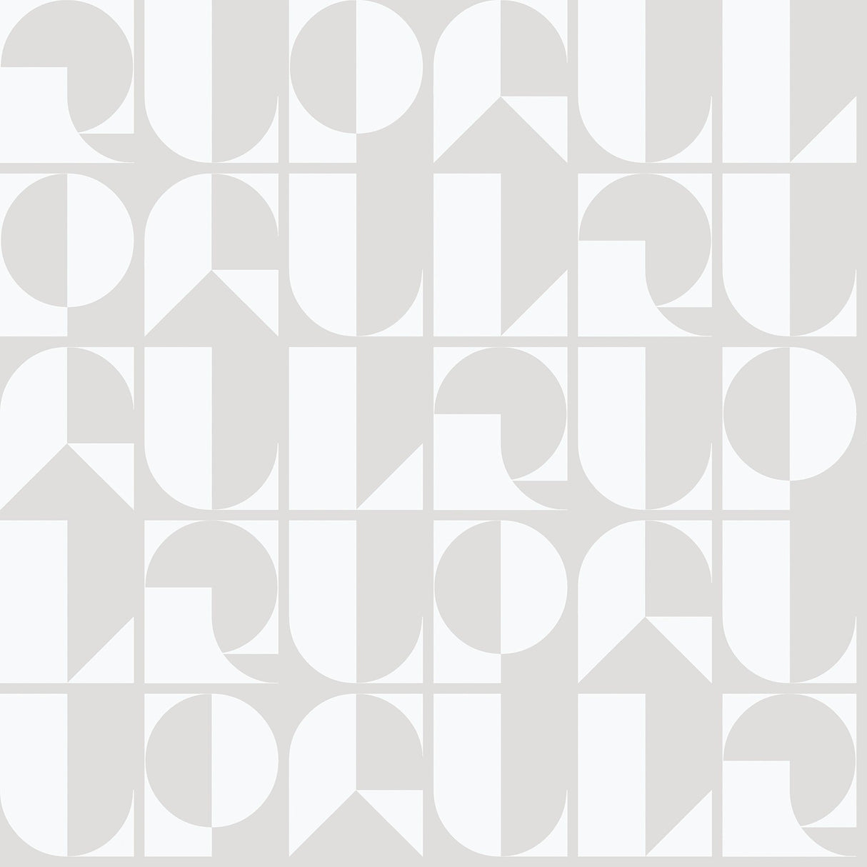 RuDeco Ghost Grey Peel & Stick Wallpaper with Art Deco Geometric Lettering - NuWallpaper RPS6140