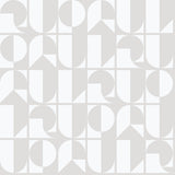 RuDeco Ghost Grey Peel & Stick Wallpaper with Art Deco Geometric Lettering - NuWallpaper RPS6140