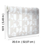RuDeco Ghost Grey Peel & Stick Wallpaper with Art Deco Geometric Lettering - NuWallpaper RPS6140