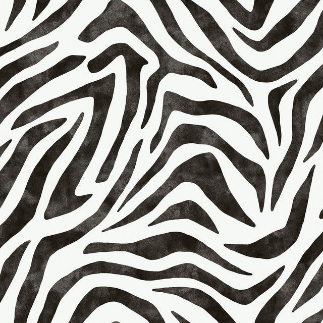 RuZebra Black Peel & Stick Wallpaper with Glam Zebra Print - RPS6141