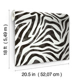 RuZebra Black Peel & Stick Wallpaper with Glam Zebra Print - RPS6141