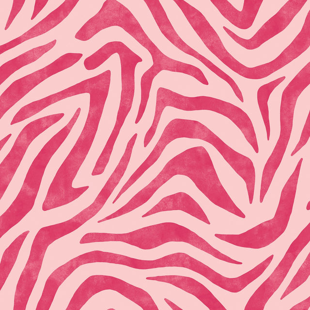 RuZebra Pink & Red Peel & Stick Wallpaper with Glam Zebra Print - Brewster RPS6143