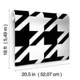 RuHoundstooth Black Peel & Stick Wallpaper with Modern Geometric Houndstooth Pattern - NuWallpaper RPS6147