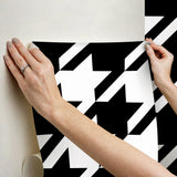 RuHoundstooth Black Peel & Stick Wallpaper with Modern Geometric Houndstooth Pattern - NuWallpaper RPS6147