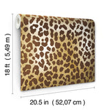 RuLeopard Brown Peel & Stick Wallpaper with Metallic Animal Print - RPS6151