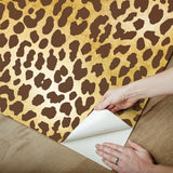 RuLeopard Brown Peel & Stick Wallpaper with Metallic Animal Print - RPS6151