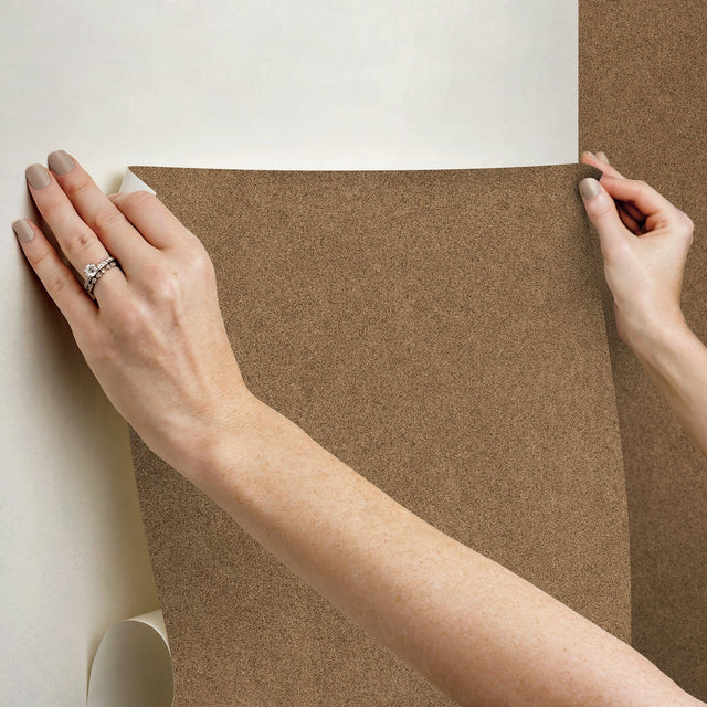 RuSuede Khaki Peel & Stick Wallpaper with Modern Fabric Texture - NuWallpaper RPS6152