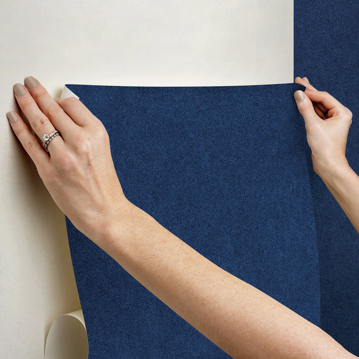 RuSuede Azure Blue Peel & Stick Wallpaper with Fabric Texture Motif - Brewster RPS6154