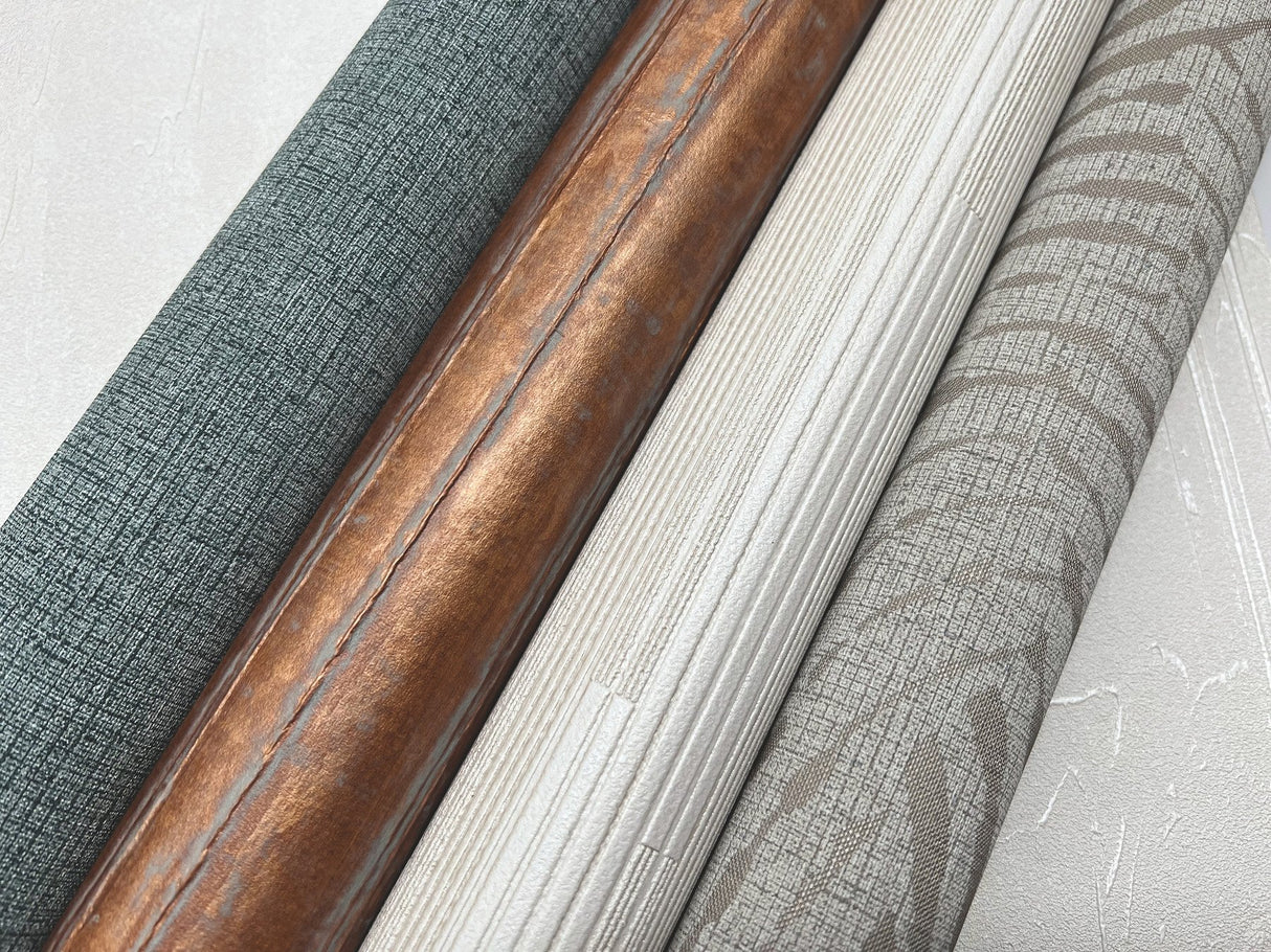 Vintage Tin Esquire Metallic Fabric-Backed Vinyl Wallpaper with Industrial Corrugated Texture - York RRD7219N