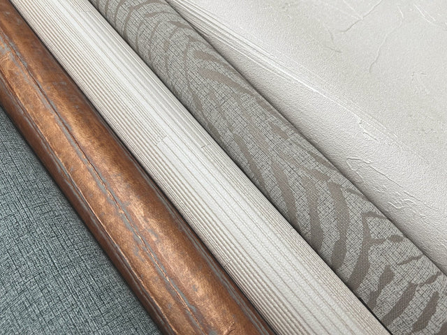 Vintage Tin Esquire Metallic Fabric-Backed Vinyl Wallpaper with Industrial Corrugated Texture - York RRD7219N