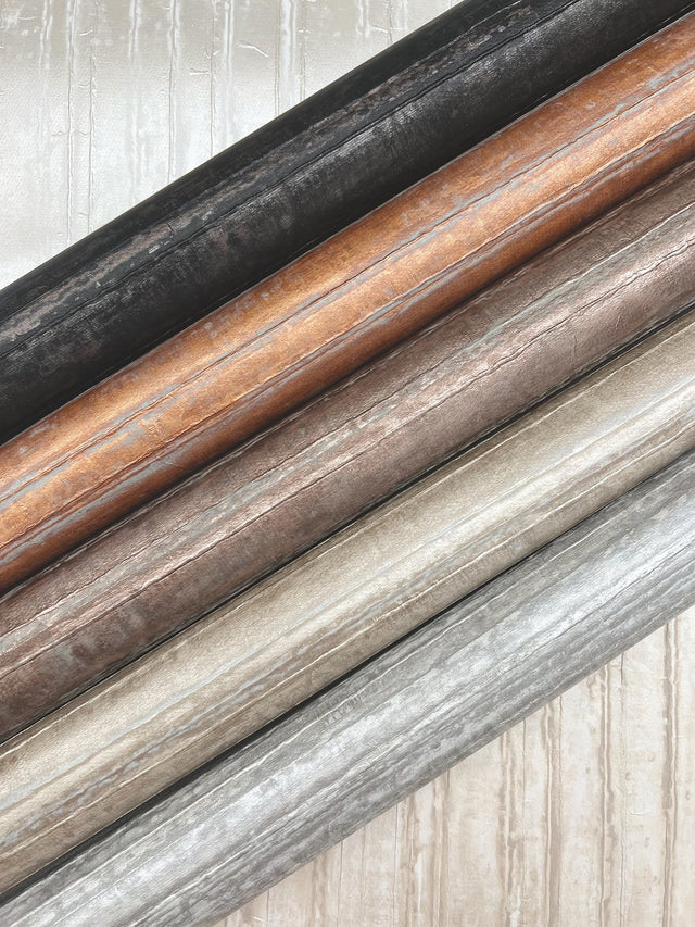 Vintage Tin Pearl Trax Wallpaper with Corrugated Metallic Texture - York RRD7604N