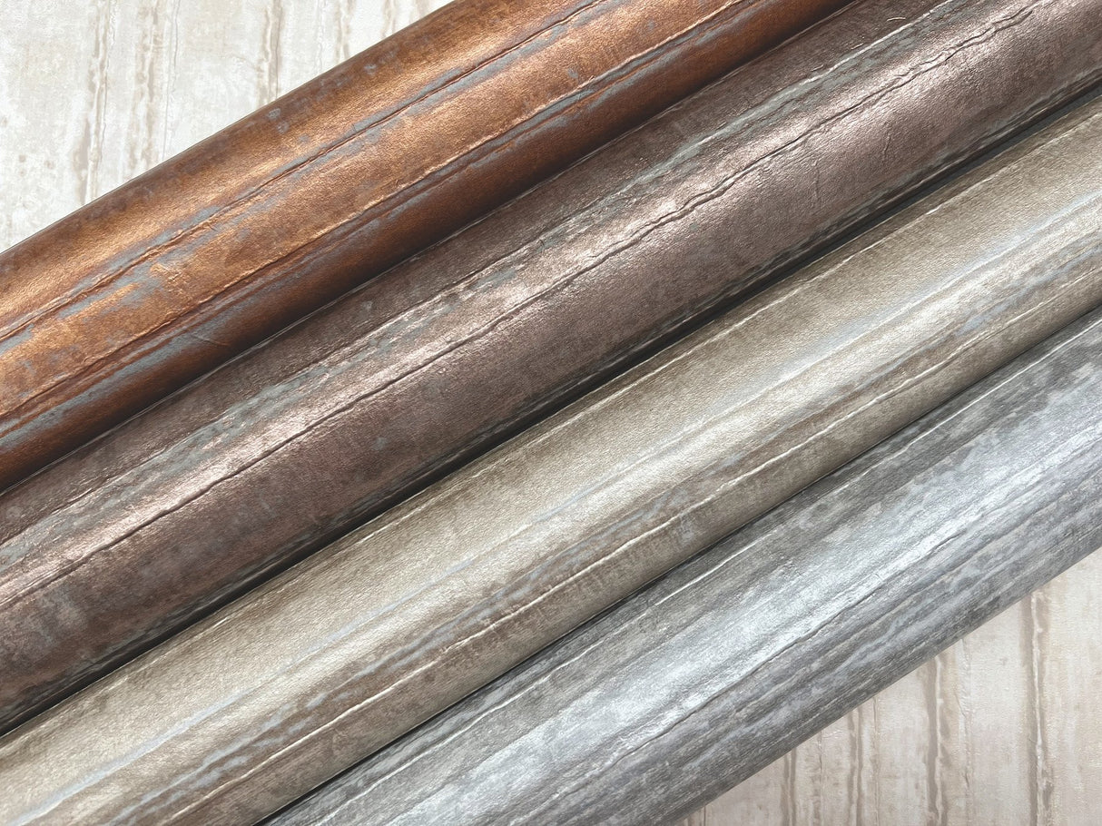 Vintage Tin Satin Brass Wallpaper with Corrugated Metallic Texture - York RRD7607N
