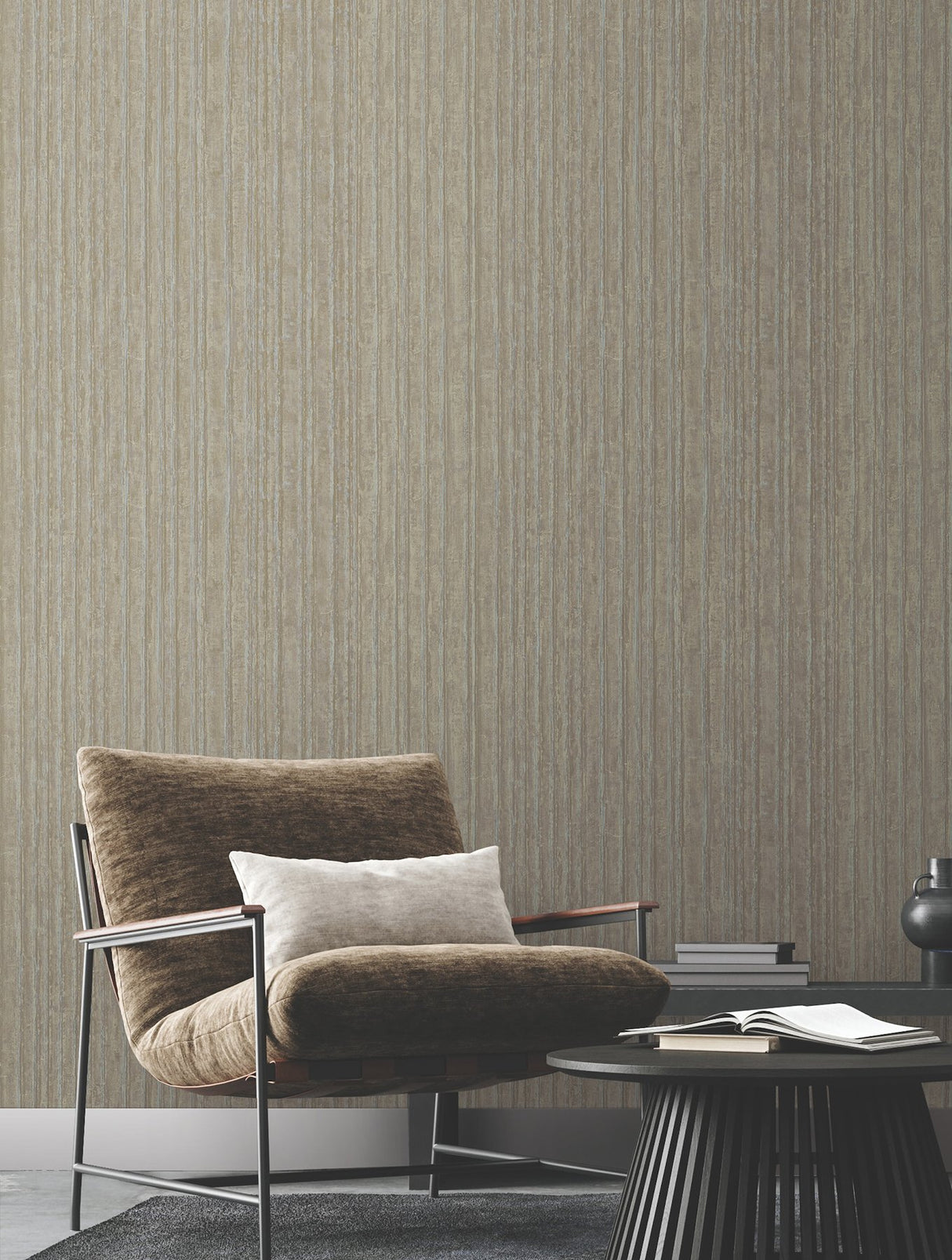 Vintage Tin Satin Brass Wallpaper with Corrugated Metallic Texture - York RRD7607N